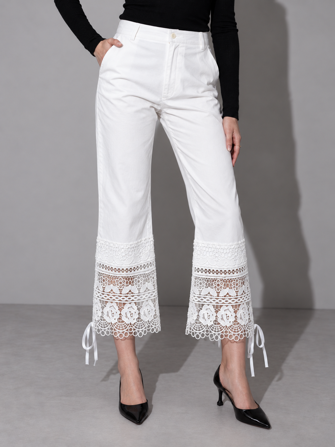 Alix Lace-Cuff Ankle Pants